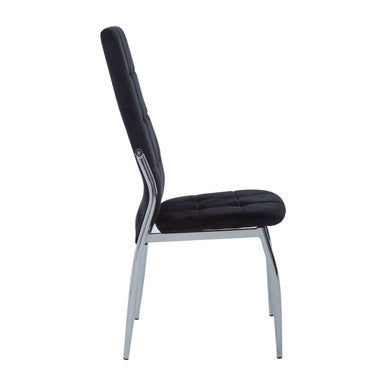Orsina Tamzin Black Velvet High Back Dining Chair | Chrome Frame