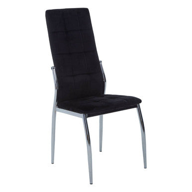 Orsina Tamzin Black Velvet High Back Dining Chair | Chrome Frame