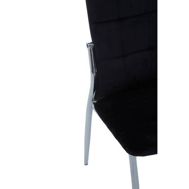 Orsina Tamzin Black Velvet High Back Dining Chair | Chrome Frame