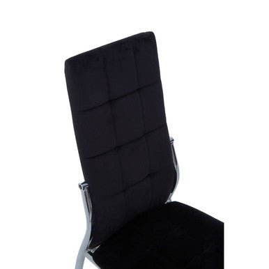 Orsina Tamzin Black Velvet High Back Dining Chair | Chrome Frame