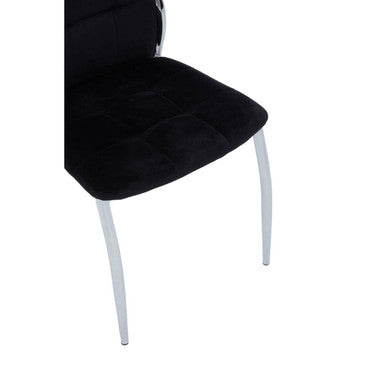 Orsina Tamzin Black Velvet High Back Dining Chair | Chrome Frame