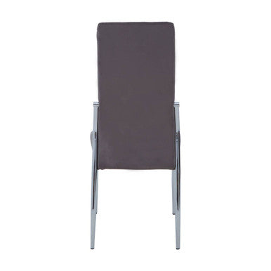 Orsina Tamzin Grey Velvet High Back Dining Chair | Modern Chrome Base