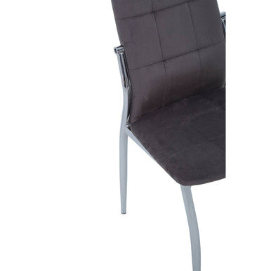 Orsina Tamzin Grey Velvet High Back Dining Chair | Modern Chrome Base