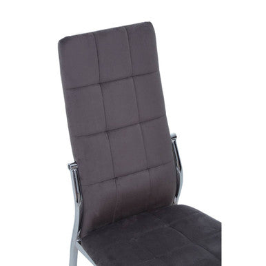 Orsina Tamzin Grey Velvet High Back Dining Chair | Modern Chrome Base