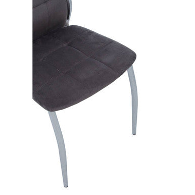 Orsina Tamzin Grey Velvet High Back Dining Chair | Modern Chrome Base