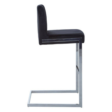 Orsina Tamzin Black Velvet Bar Chair – Modern Low Back Counter Stool