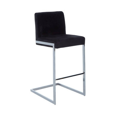Orsina Tamzin Black Velvet Bar Chair – Modern Low Back Counter Stool
