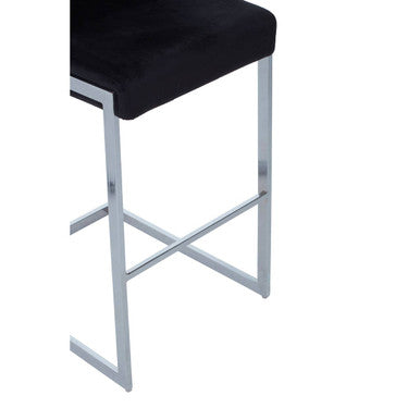 Orsina Tamzin Black Velvet Bar Chair – Modern Low Back Counter Stool