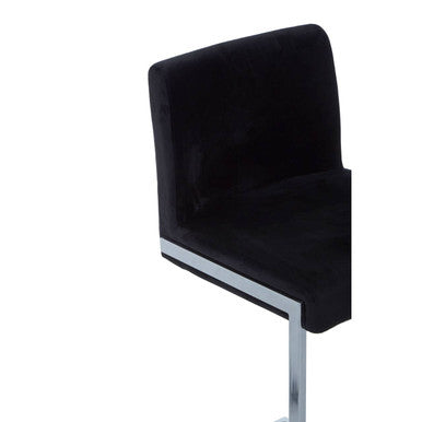 Orsina Tamzin Black Velvet Bar Chair – Modern Low Back Counter Stool