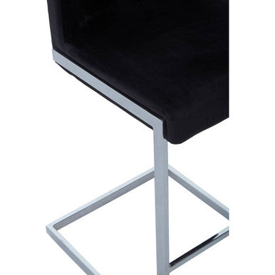 Orsina Tamzin Black Velvet Bar Chair – Modern Low Back Counter Stool