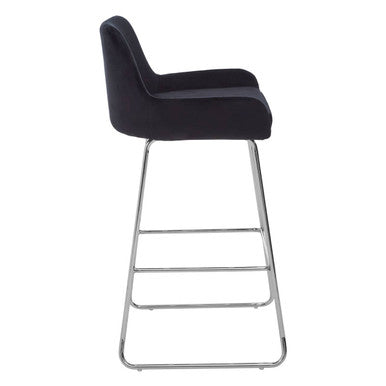 Orsina Tamzin Black Velvet Bar Chair | Modern Low Arm Counter Stool