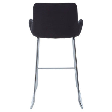Orsina Tamzin Black Velvet Bar Chair | Modern Low Arm Counter Stool