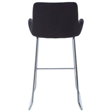 Orsina Tamzin Black Velvet Bar Chair | Modern Low Arm Counter Stool