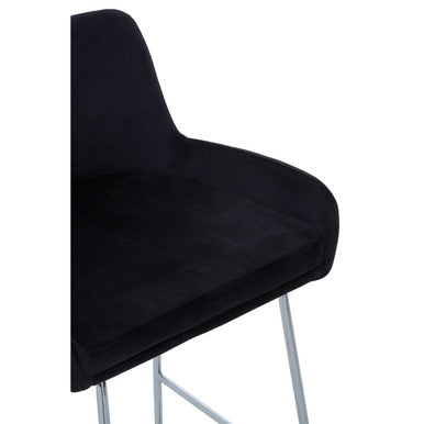 Orsina Tamzin Black Velvet Bar Chair | Modern Low Arm Counter Stool