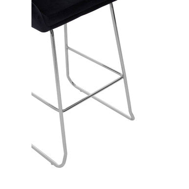 Orsina Tamzin Black Velvet Bar Chair | Modern Low Arm Counter Stool