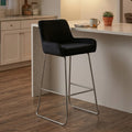 Orsina Tamzin Black Velvet Bar Chair | Modern Low Arm Counter Stool