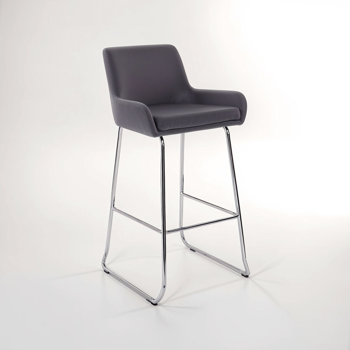Orsina Tamzin Grey Velvet Bar Chair – Modern Low Arm Kitchen Stool