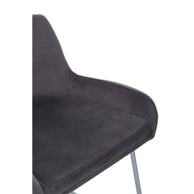 Orsina Tamzin Grey Velvet Bar Chair – Modern Low Arm Kitchen Stool