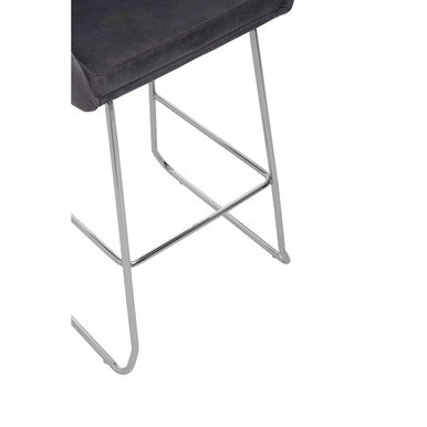 Orsina Tamzin Grey Velvet Bar Chair – Modern Low Arm Kitchen Stool