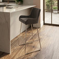 Orsina Tamzin Grey Velvet Bar Chair – Modern Low Arm Kitchen Stool