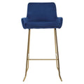 Orsina Tamzin Blue Velvet Bar Chair | Low Arms & Gold Sled Base