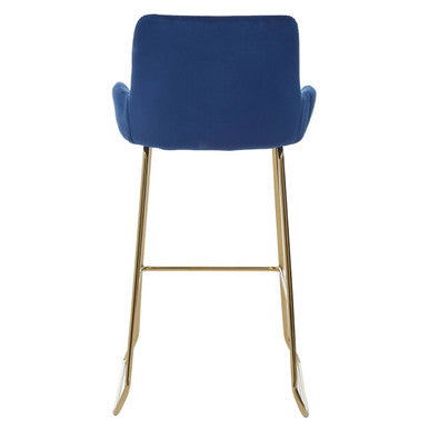 Orsina Tamzin Blue Velvet Bar Chair | Low Arms & Gold Sled Base