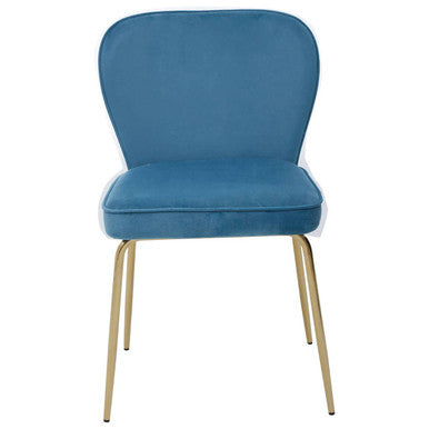 Orsina Tamzin Blue Velvet Dining Chair with Tapered Back and Gold Legs