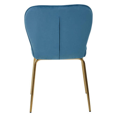 Orsina Tamzin Blue Velvet Dining Chair with Tapered Back and Gold Legs