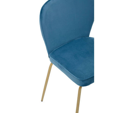 Orsina Tamzin Blue Velvet Dining Chair with Tapered Back and Gold Legs