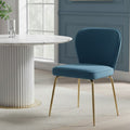 Orsina Tamzin Blue Velvet Dining Chair with Tapered Back and Gold Legs