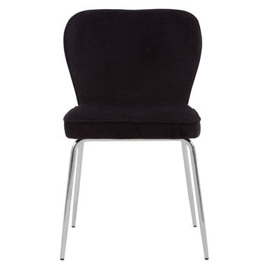 Orsina Tamzin Curved Dining Chair | Black Upholstered Chrome Legs