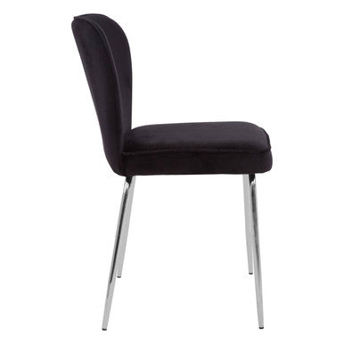 Orsina Tamzin Curved Dining Chair | Black Upholstered Chrome Legs