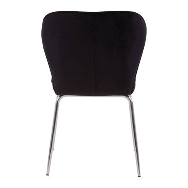 Orsina Tamzin Curved Dining Chair | Black Upholstered Chrome Legs