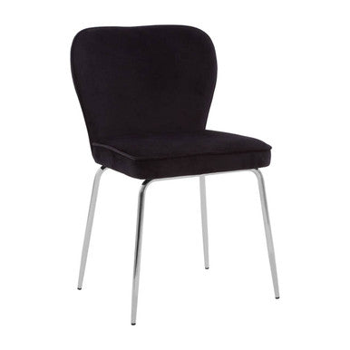 Orsina Tamzin Curved Dining Chair | Black Upholstered Chrome Legs