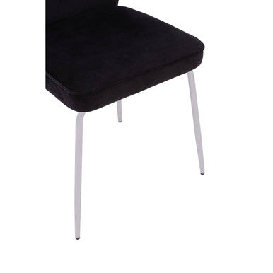Orsina Tamzin Curved Dining Chair | Black Upholstered Chrome Legs