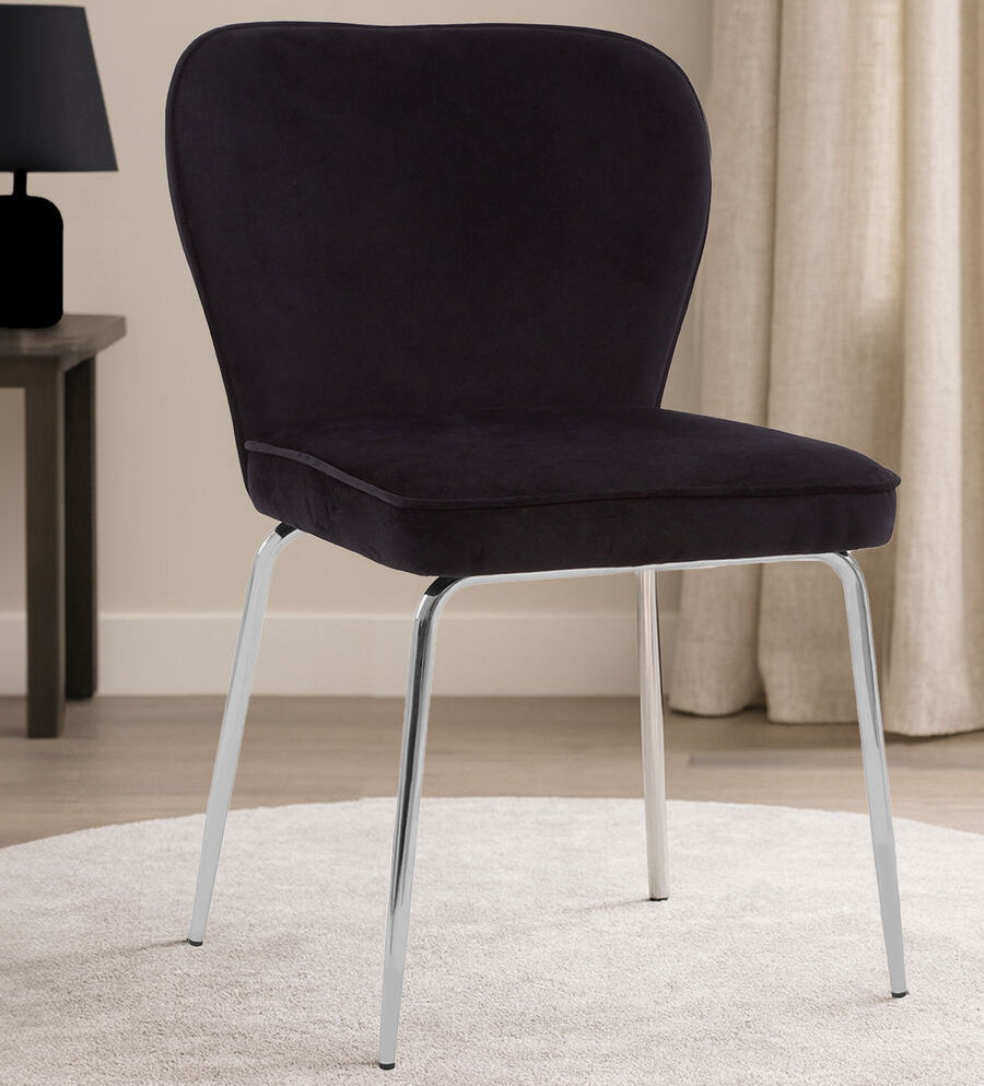 Orsina Tamzin Curved Dining Chair | Black Upholstered Chrome Legs