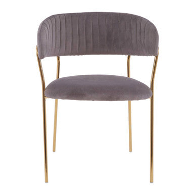 Orsina Tamzin Dining Chair | Mink Channel Upholstery with Gold Legs