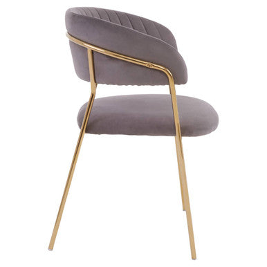 Orsina Tamzin Dining Chair | Mink Channel Upholstery with Gold Legs