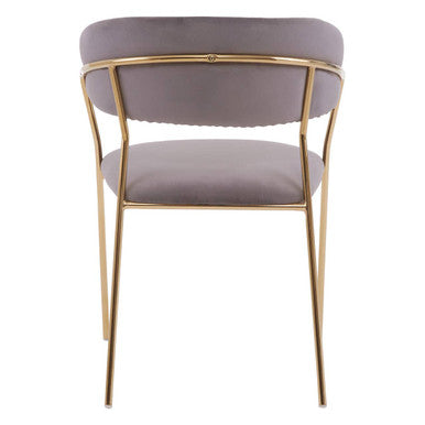Orsina Tamzin Dining Chair | Mink Channel Upholstery with Gold Legs