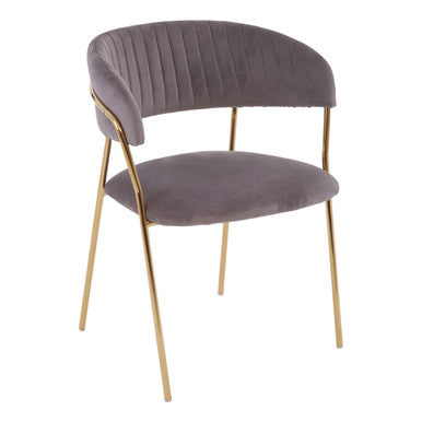 Orsina Tamzin Dining Chair | Mink Channel Upholstery with Gold Legs