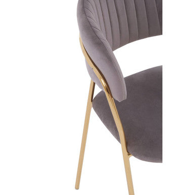 Orsina Tamzin Dining Chair | Mink Channel Upholstery with Gold Legs