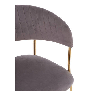 Orsina Tamzin Dining Chair | Mink Channel Upholstery with Gold Legs