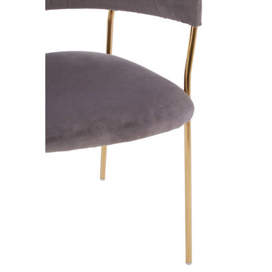 Orsina Tamzin Dining Chair | Mink Channel Upholstery with Gold Legs