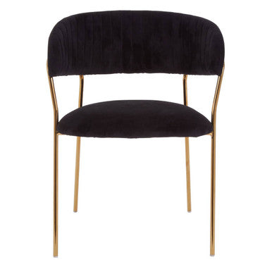 Orsina Tamzin Black Velvet Dining Chair | Channel Gold Finish Legs