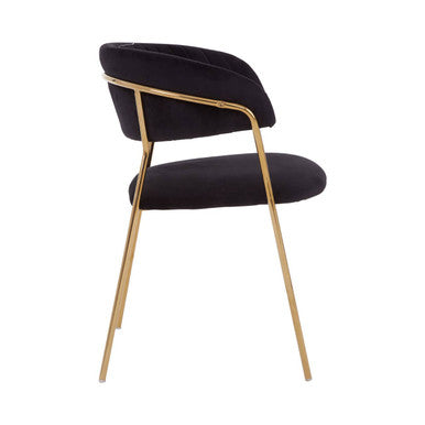 Orsina Tamzin Black Velvet Dining Chair | Channel Gold Finish Legs