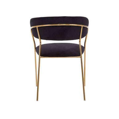 Orsina Tamzin Black Velvet Dining Chair | Channel Gold Finish Legs