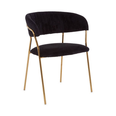 Orsina Tamzin Black Velvet Dining Chair | Channel Gold Finish Legs