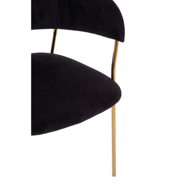 Orsina Tamzin Black Velvet Dining Chair | Channel Gold Finish Legs