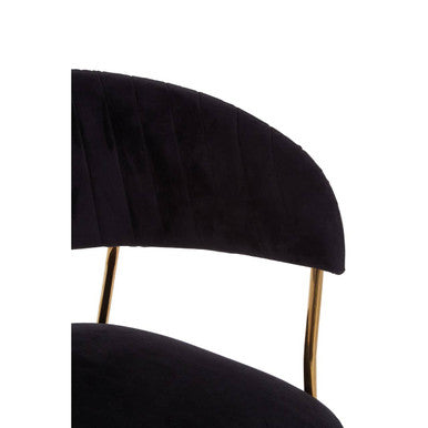 Orsina Tamzin Black Velvet Dining Chair | Channel Gold Finish Legs