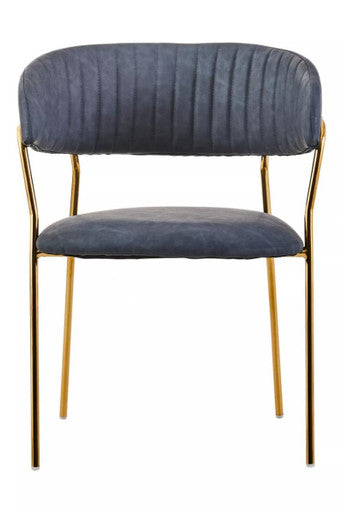 Orsina Tamzin Dark Grey Faux Leather Dining Chair with Gold Legs
